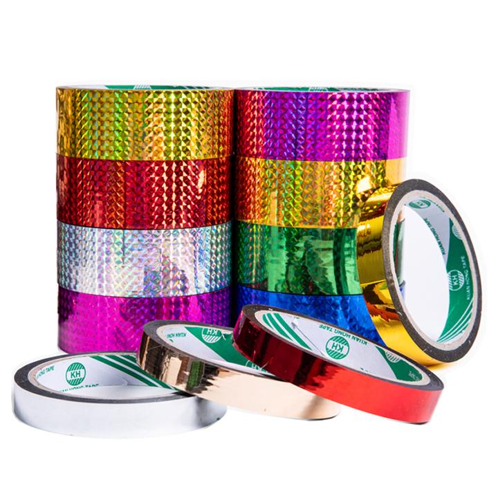 镭射装饰胶带彩色diy婚庆展会贴纸 玫瑰金红绿玫红色礼盒包装胶带