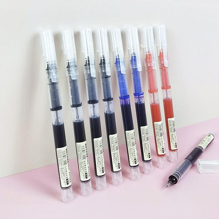 直液式走珠黑笔红笔蓝0.5mm中性考试速干家务手套耐用型中性笔