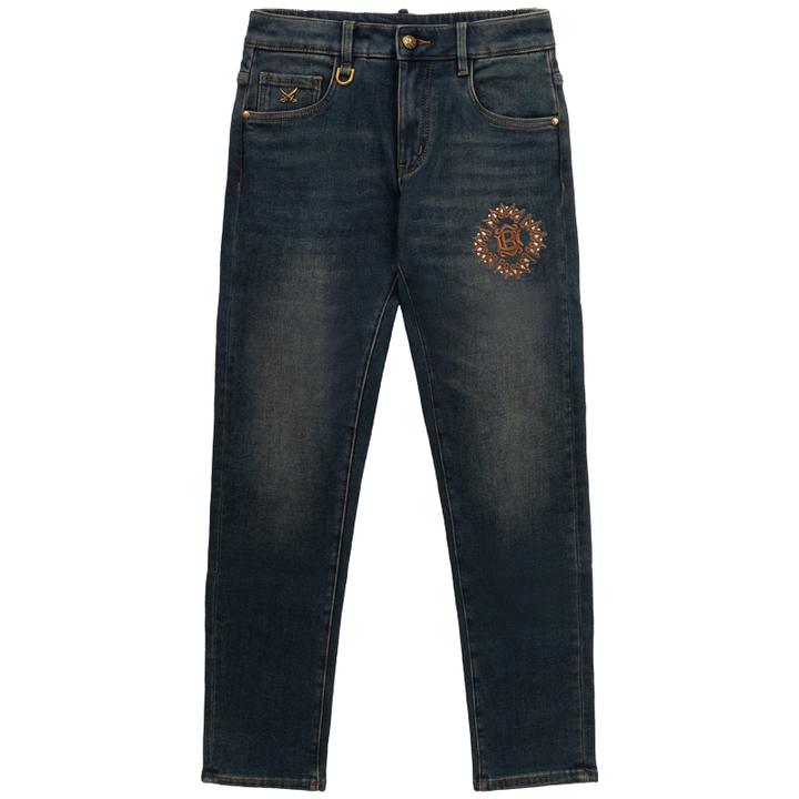 【DA双刀】秋冬新款休闲英国宫廷蓝时尚百搭微阔水洗直筒裤-020