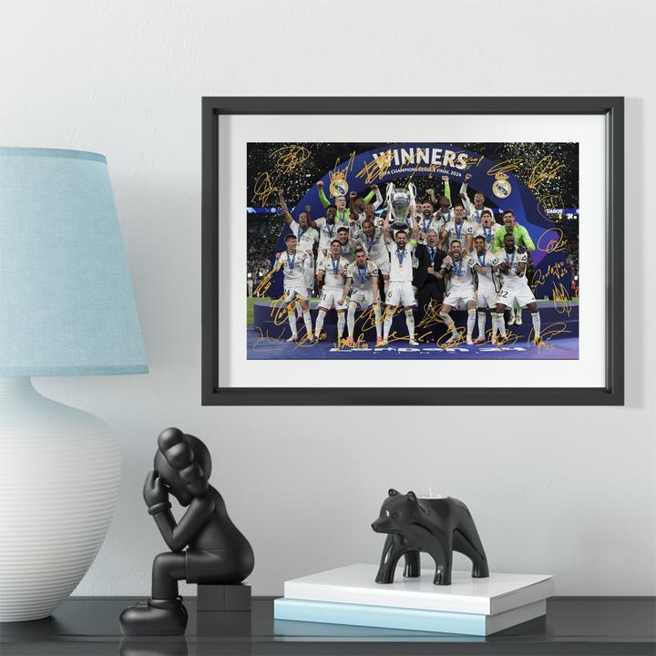 2024年皇马15冠全家福实木装饰相框照片墙桌摆挂框摆件酒吧壁画
