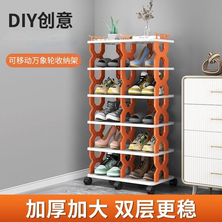 多层家用鞋架简易鞋柜省空间宿舍免打孔阳台可移动万向轮门口专用