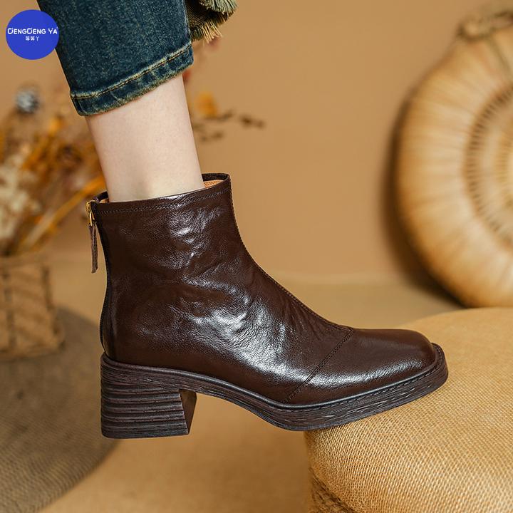 爆款烟管靴洋气水晶柔软舒适黑色女靴短筒靴冬后拉链百搭马丁靴