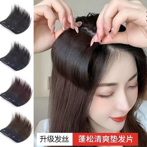 头顶垫发根两侧清爽颅顶手织真发假发片量垫髪片氛围假发片补头顶