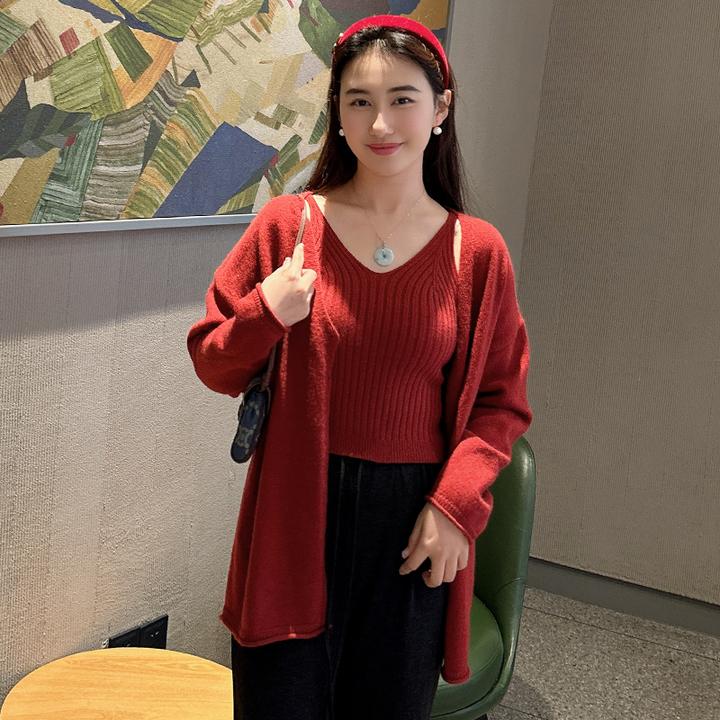 小香风法式三件套大码女装2024新款显瘦毛衣裙秋冬