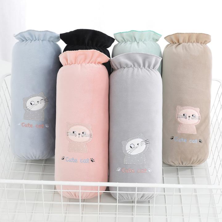 2025秋冬新款长款袖套工作学生百搭护袖口可爱小猫绣花防污套袖