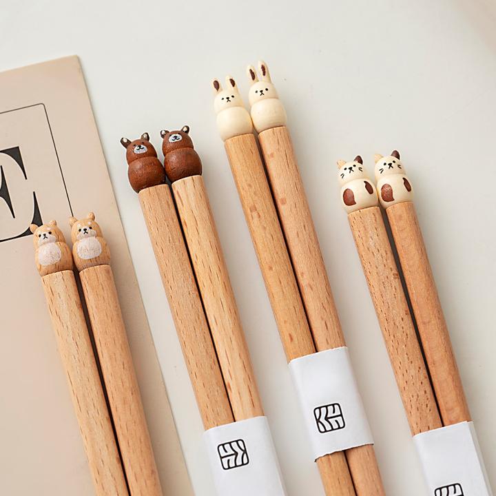 onlycook卡通筷子儿童家用可爱筷子防霉抗菌木筷宝宝专用一人一筷
