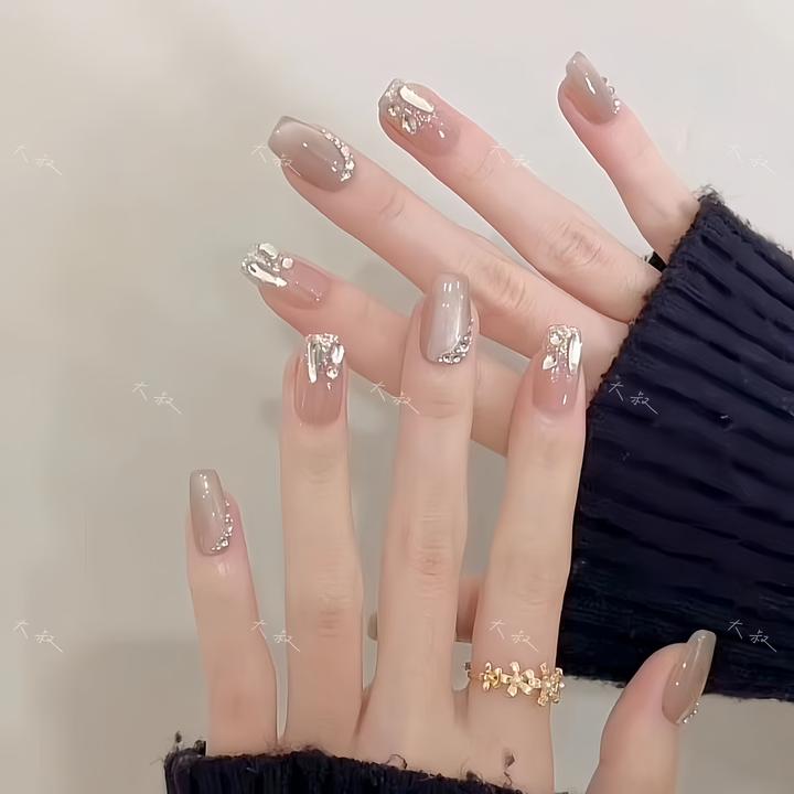 白月光 手工穿戴美甲气质春季猫眼K9镶钻轻奢爆款显白可反复使用