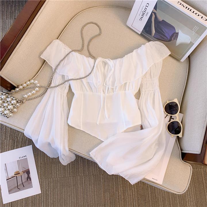 法式复古短款纯欲锁骨绑带衬衫女夏季设计感小众气质中国风衬衫女