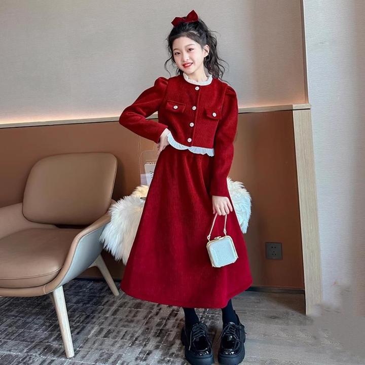 巴拉巴拉女童连衣裙秋装2024新款儿童裙子小香风大童秋冬季本命年