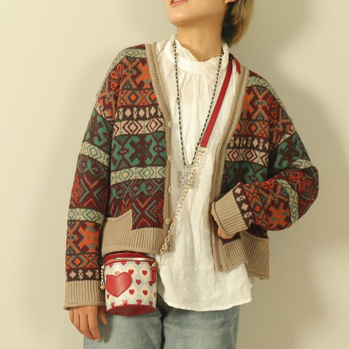 2025春秋新款文艺复古针织开衫女休闲宽松日系慵懒风毛衣外套上衣