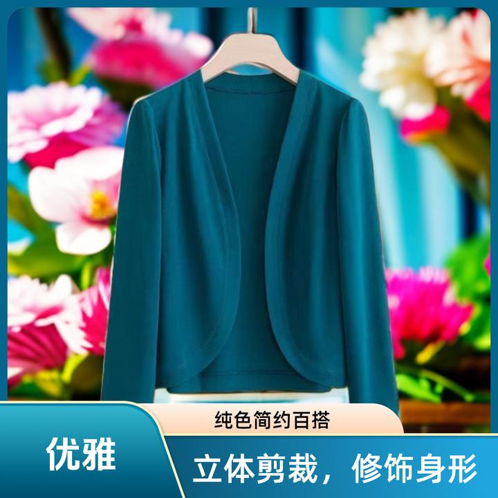 上衣女外套春夏薄款洋气百搭短款开衫纯色披肩大码外套风感外套