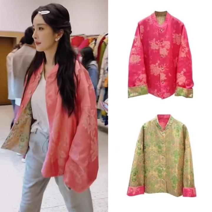新中式外套女高级感杨幂同款新中式双面穿棉服时尚盘扣唐装上衣秋