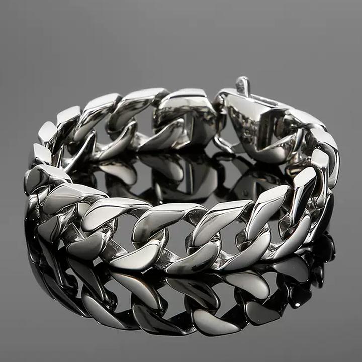 钛钢手链 朋克古巴链高级感男手链潮男时尚嘻哈潮人学生篮球首饰