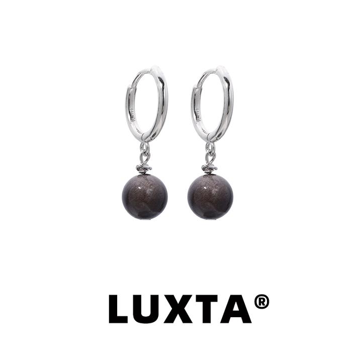 LUXTA 925银耳饰  原创纯银黑石耳坠嘻哈男 耳饰高级感耳环女同款