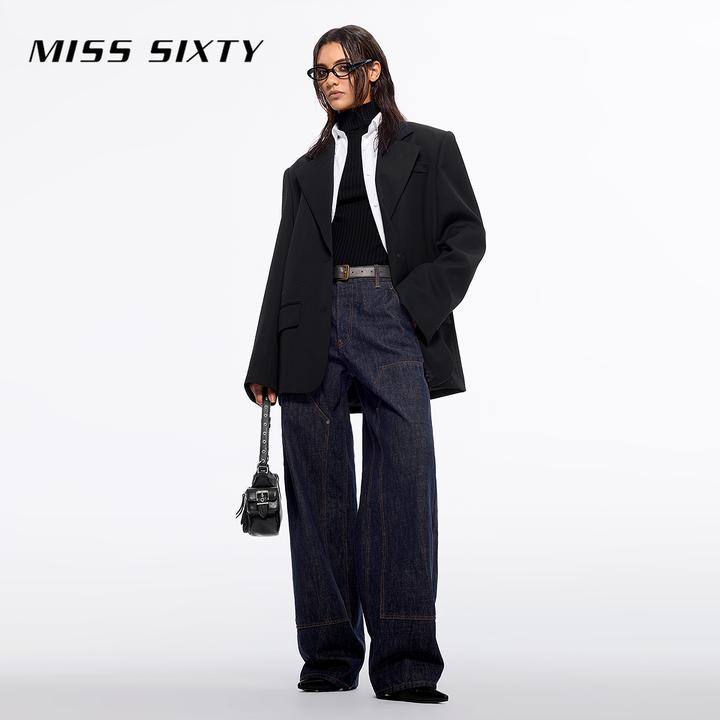 Miss Sixty牛仔裤低腰宽松复古蓝水洗工装丹宁风阔腿裤休闲高街