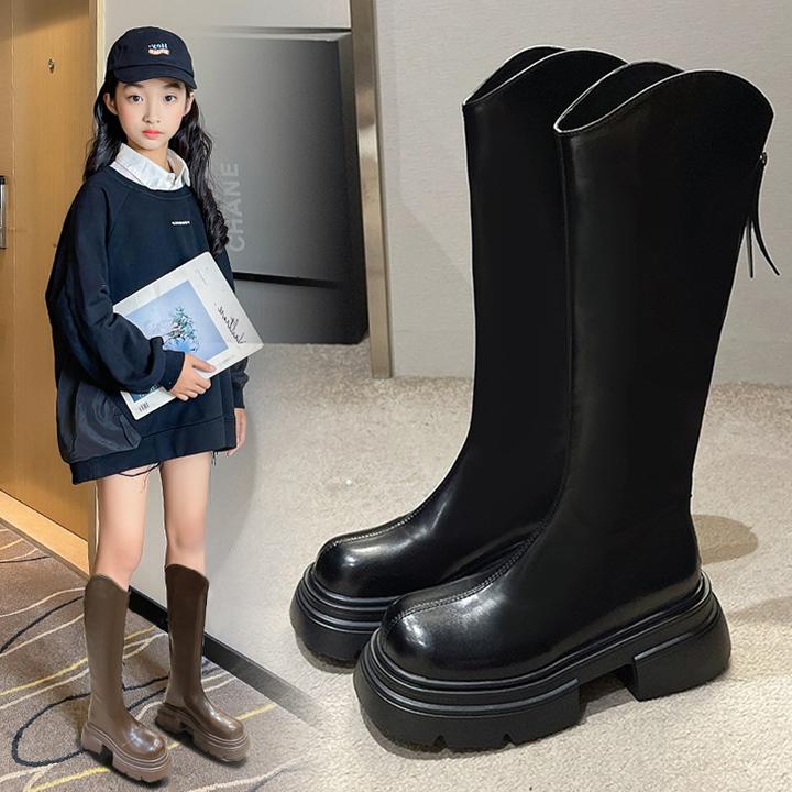 女童靴子冬款2025新款女孩防滑冬季长筒靴中大童儿童洋气过膝皮靴