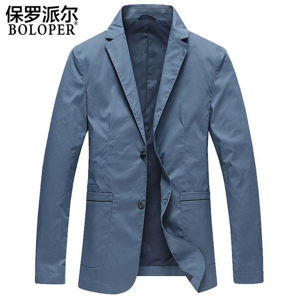 保罗春季新款商务西服中年男士春秋上衣修身休闲西装外套男薄春装