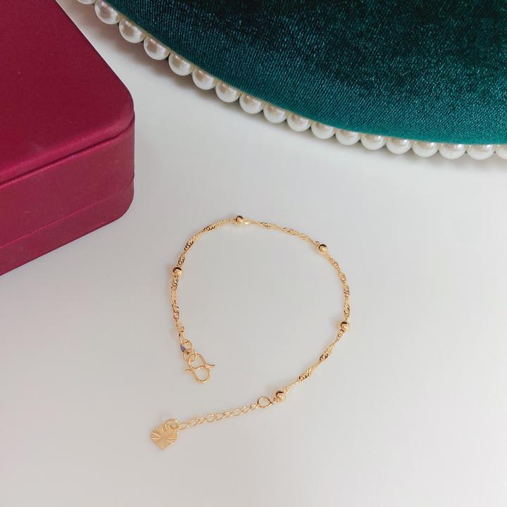 澜小朵 钛钢手链 精致珠珠手链 时尚轻奢首饰金色素款经典民族风