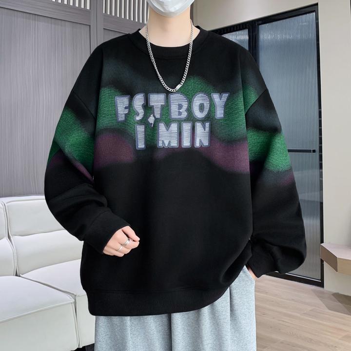 卫衣男款圆领潮牌百搭初高中生宽松打底衫春秋季男士渐变长袖T恤