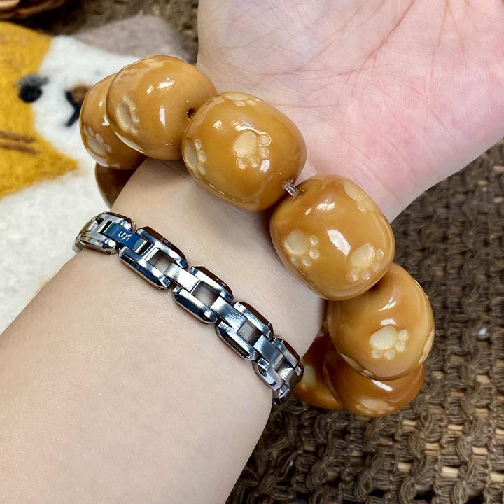 象牙果原果雕刻手工炭烤猫猫踩雪桶珠手串可爱文玩手串