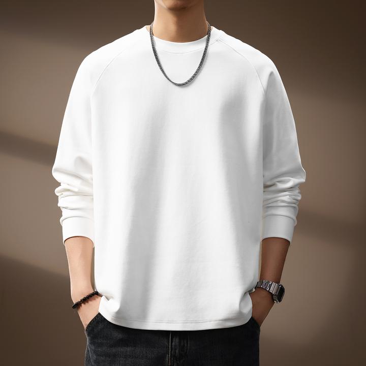 MR.MUDI/穆迪先生高端简约潮流长袖T恤男秋季新款宽松打底衫上衣