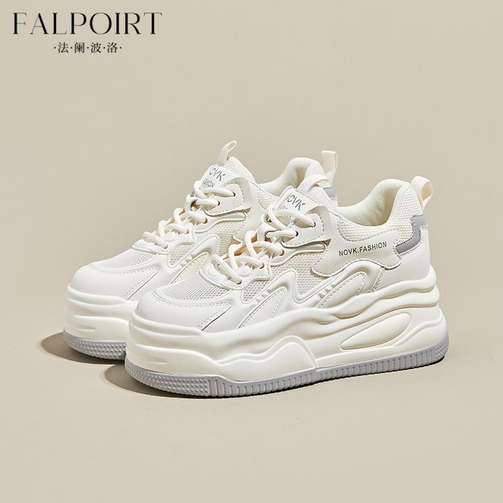FALPOIRT松糕厚底小白鞋女新款春秋季透气网面小个子增高休闲板鞋