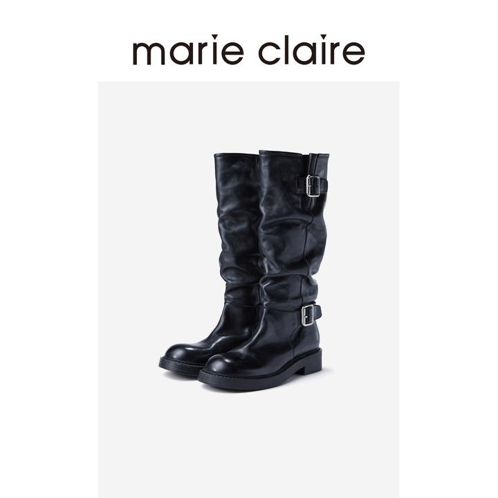 【孟子义/梁洁同款】MC女鞋堆堆长靴2025年冬骑士靴marieclaire女鞋