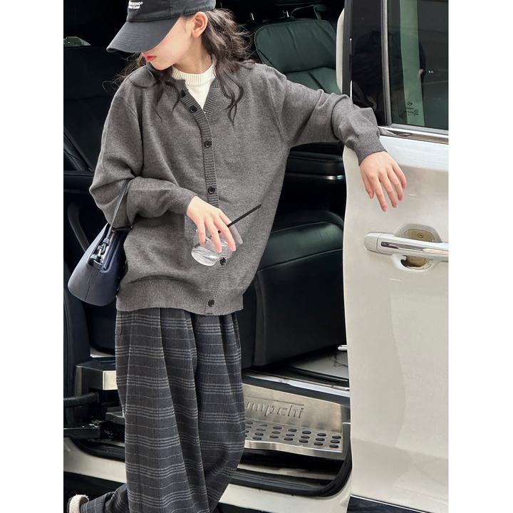 K29807孙小美假两件女童毛衣2025秋装新款儿童开衫女大童秋冬上衣