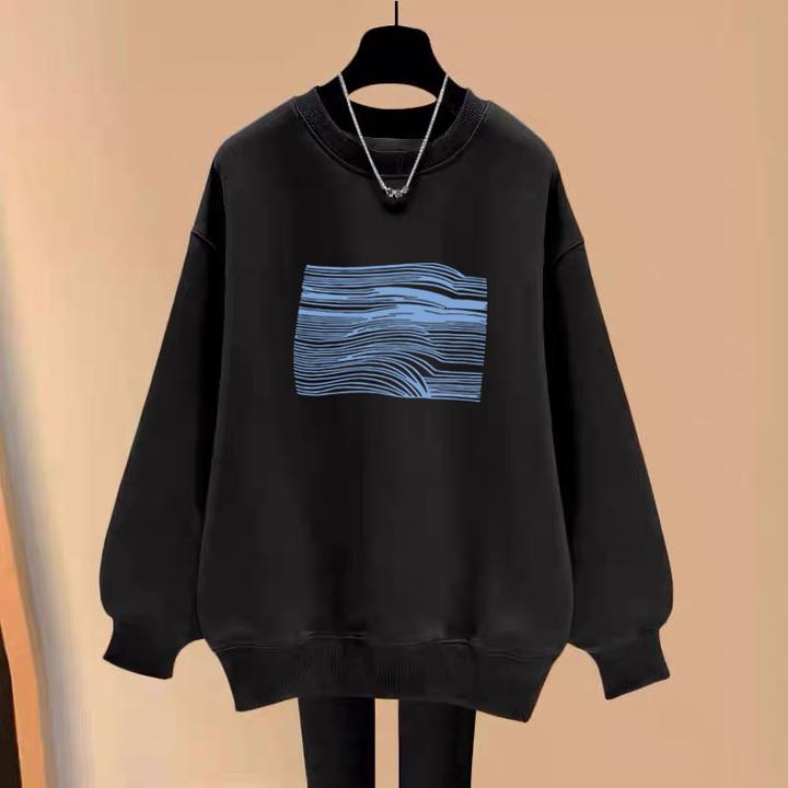 圆领卫衣女2025秋冬季新款宽松休闲洋气中长款遮屁股加绒加厚上衣