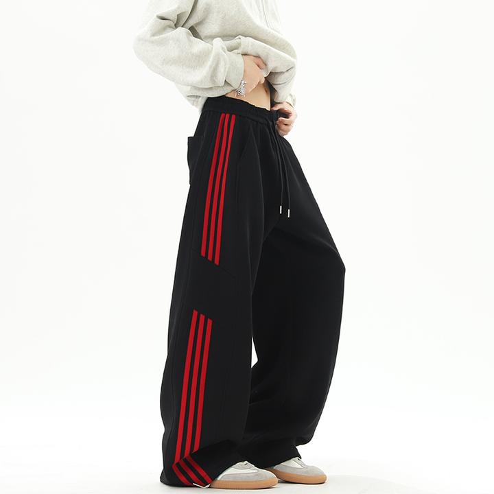 三条杠条纹撞色长裤美式休闲卫裤秋季潮流大码直筒休闲裤宽松百搭