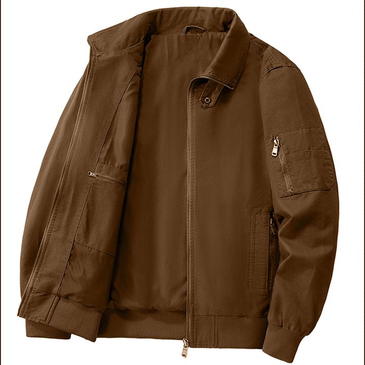 锡芝班拿纯棉翻领夹克男士春秋季宽松时尚多口袋工装风水洗外套