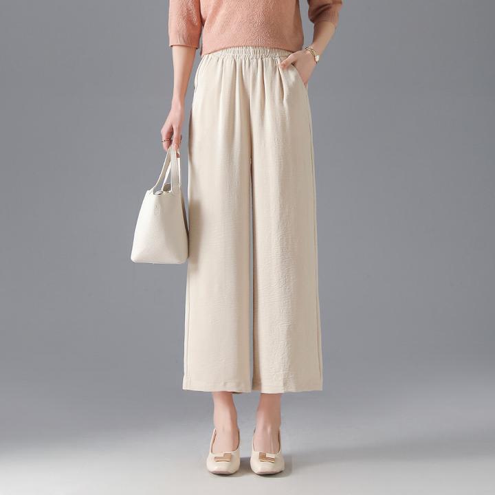 中年妈妈裤2025夏季薄款松紧高腰宽松窄版显瘦直筒裤中老年休闲裤