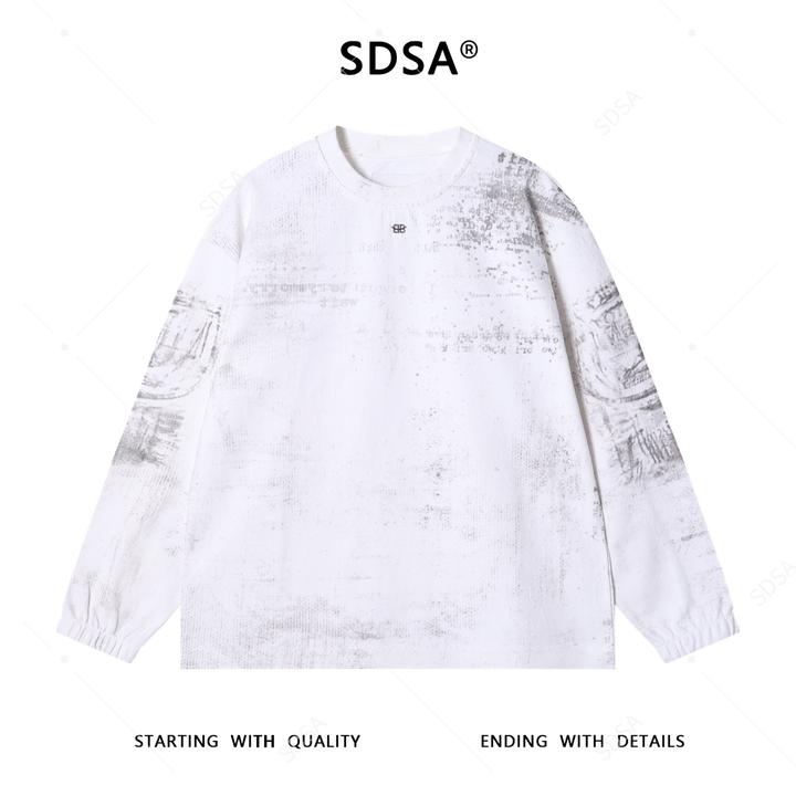 SDSA男士秋冬新款痞帅男装潮牌扎染立体字母圆领卫衣宽松百搭卫衣