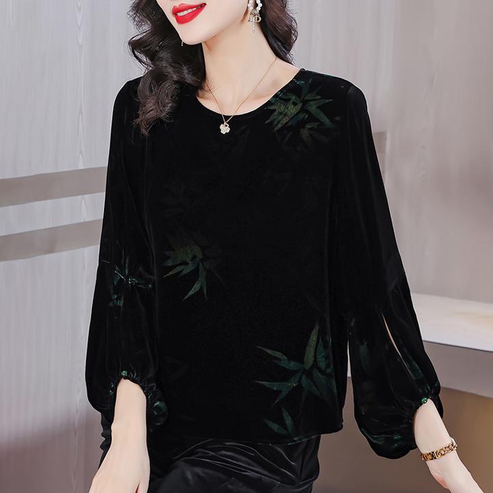 黑色金丝绒长袖T恤女秋季2025新款轻奢高级感上衣洋气遮肚打底衫