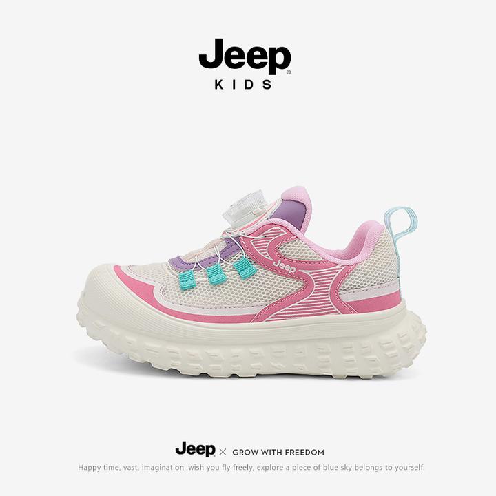 jeep女童鞋子网面软底跑步鞋2025春季新款女孩运动鞋透气童鞋男童