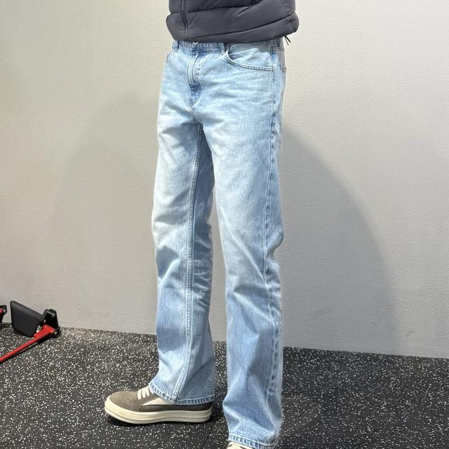 【卡秋山】蓝线517康龙水洗牛仔裤男美式复古直筒浅色百搭长裤