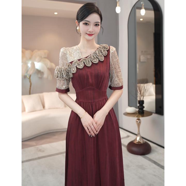 2026夏季新款【LT-1114】小众轻奢赫本风显瘦垂感轻宴会设计连衣