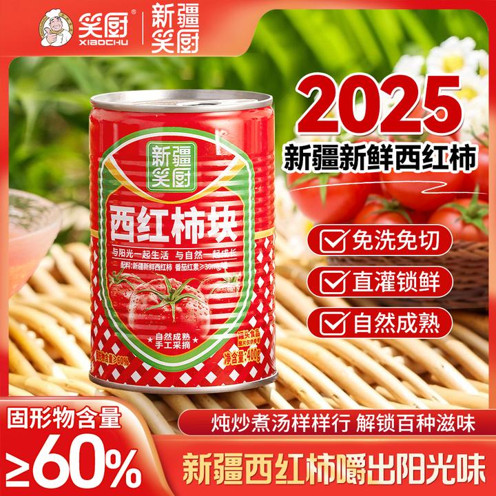 【25年新日期】新疆西红柿块番茄罐头自然成熟新鲜400g/罐ZJ