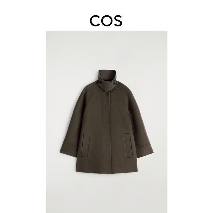 COS女装 标准版型双面羊毛混纺漏斗领大衣2025冬季新品1321637001