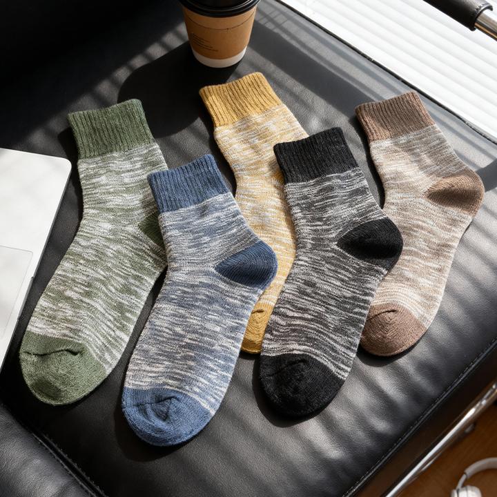 秋冬天厚袜子男中筒袜加绒加厚毛巾袜长筒保暖棉袜复古毛圈袜潮袜