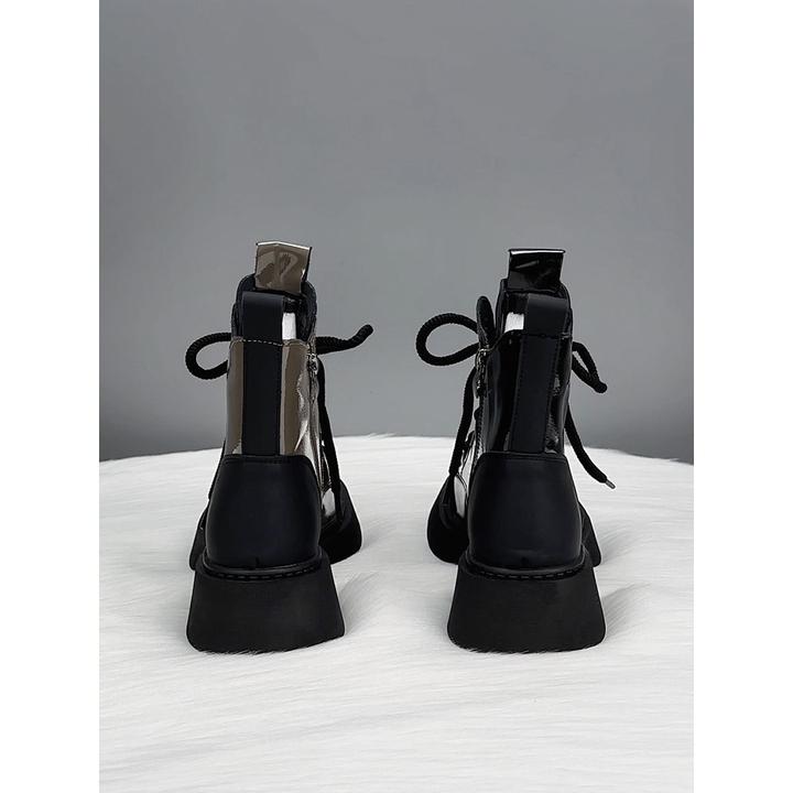 GPTSu春秋季新款真皮厚底马丁靴女英伦风亮皮爆款炸街小短靴轻奢