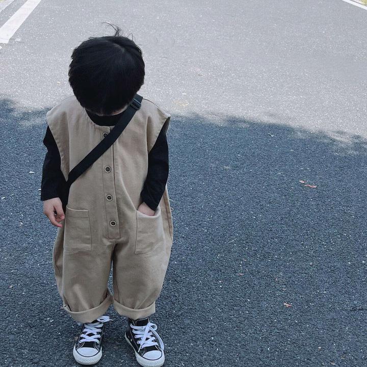 婴幼儿男童无袖连体裤婴儿衣小童春秋外出服宝宝工装裤男女装潮
