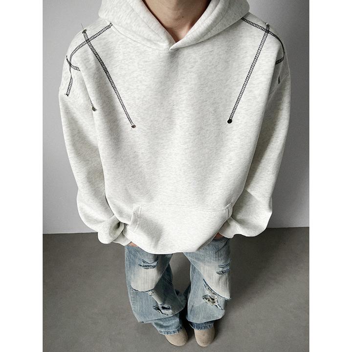 美式潮流长袖卫衣男设计感痞帅连帽上衣秋季高级感潮牌宽松T恤衫