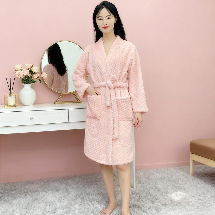 法兰绒浴袍吸水加厚珊瑚绒浴衣男女成人家用情侣保暖睡衣晨袍Y176