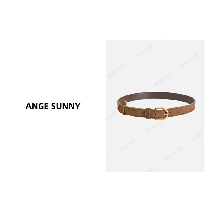 ANGE SUNNY【张艺凡同款 拉达反毛牛皮腰带】复古简约带扣皮带