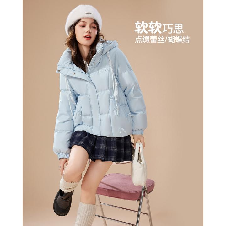 IEF/爱依服2025冬季新款韩版甜美减龄少女风设计感白鸭绒羽绒外套