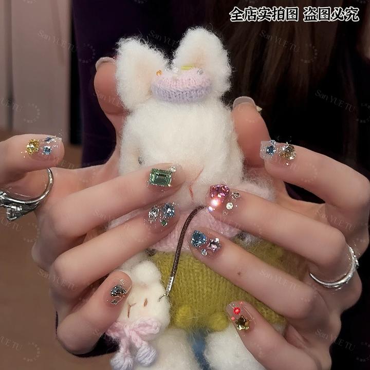 宝石盒子【施华洛满钻】-三月兔手工爆闪春季新品美甲可拆卸穿戴甲