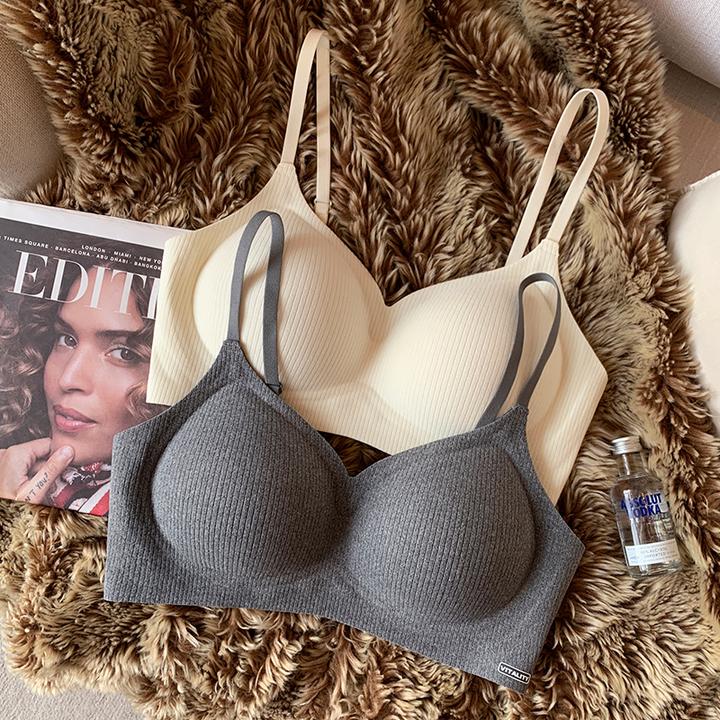提未苏磨毛螺纹暖肌手掌杯内衣女小胸聚拢上托无钢圈收副乳文胸罩
