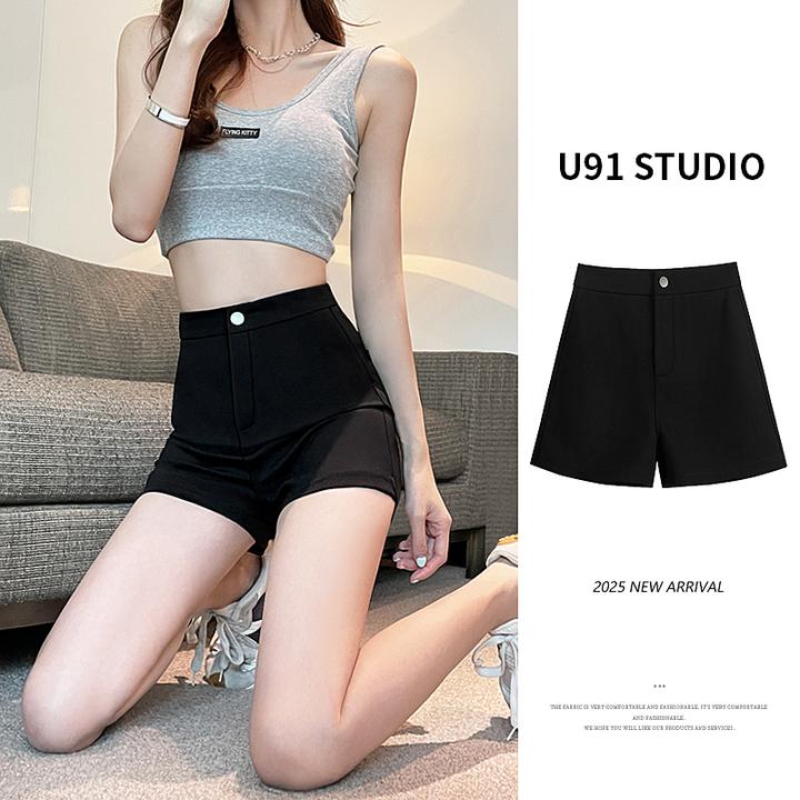 u 91下衣失踪黑色短裤女夏季高腰紧身防走光安全裤内搭打底裤热裤