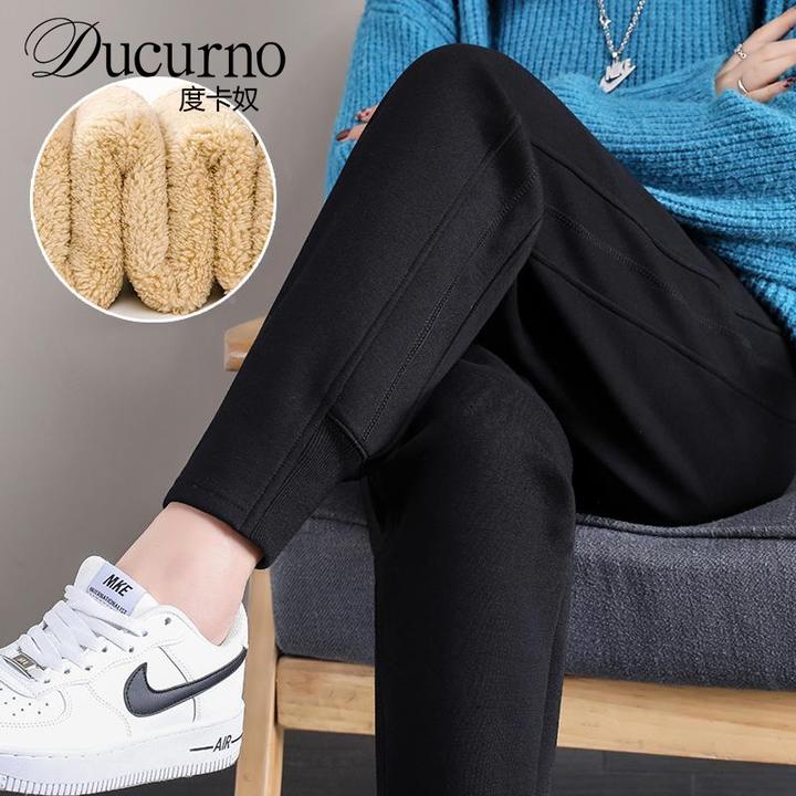 加绒运动裤女秋冬加厚休闲保暖卫裤宽松束脚冬季外穿棉裤子直筒20